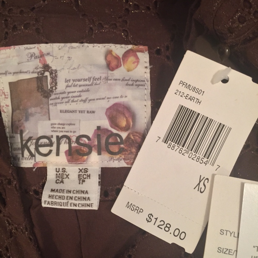Kensie Earth Brown Eyelet Blazer /Jacket - Picture 5 of 5